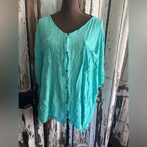Maurices plus size 4 green sleeveless button down blouse
